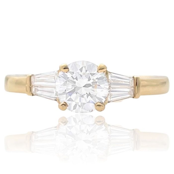 Ring - 18 kraat Gulguld -  0.97ct. tw. Diamant (Natur) - Diamant - Solitaire diamantring