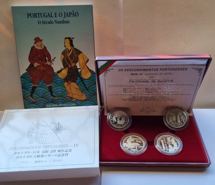 Portugal. Republic. Estojo - 200 Escudos 1993 - Descobrimentos Portugueses - Chegada ao Japão - IV Série - c/Livro e Mapa - Proof  (Ingen mindstepris)