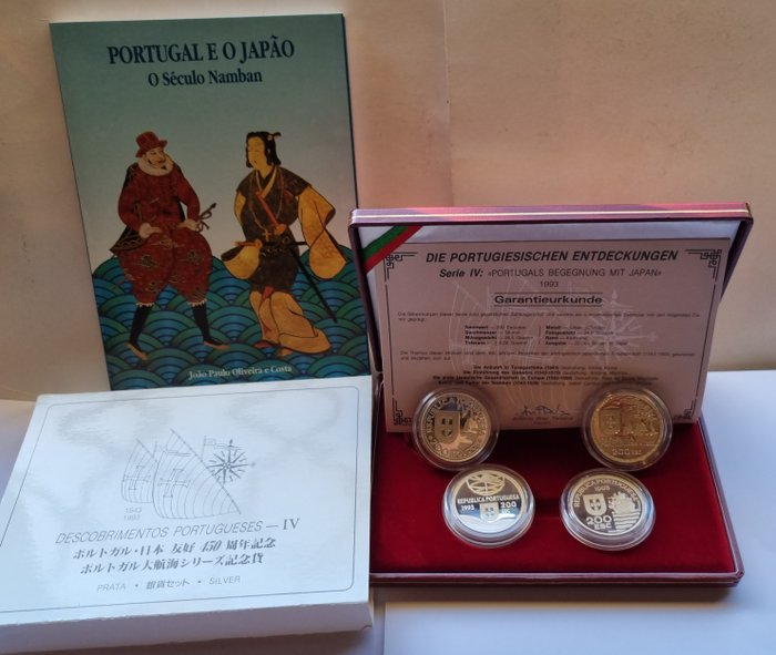 Portugal. Republic. Estojo - 200 Escudos 1993 - Descobrimentos Portugueses - Chegada ao Japão - IV Série - c/Livro e Mapa - Proof  (Ingen mindstepris)