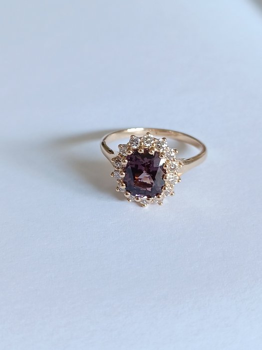 Ring - 14 karat Gulguld Spinel - Diamant