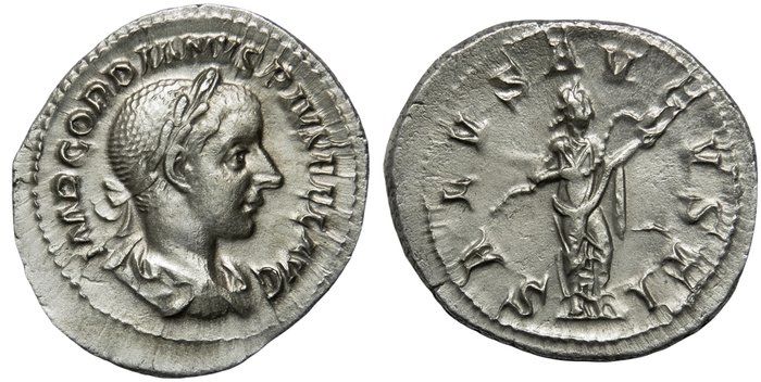 Romarriket Gordian III (AD 238-244) Denarius Minted in Rome 241 SALVS AVGVSTI