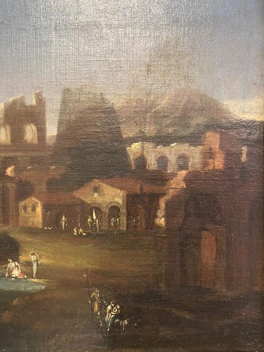 Alessio de Marchis (1684-1752), Attributed to - Paesaggio con rovine e personaggi