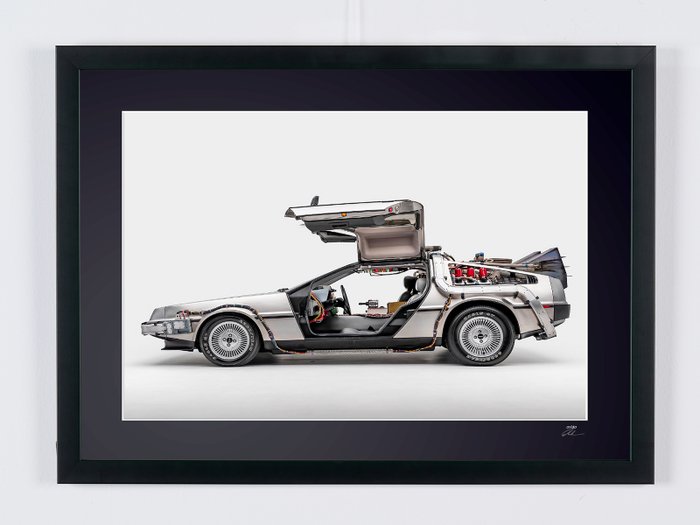 Back To The Future - DMC 12  DeLorean  - The Time Machine - Fine Art Photography - Luxury Wooden Framed 70X50 cm - Limited Edition Nr 03 of 30 - Serial ID 16914 - Original Certificate (COA), Hologram Logo Editor and QR Code - 100% New items.