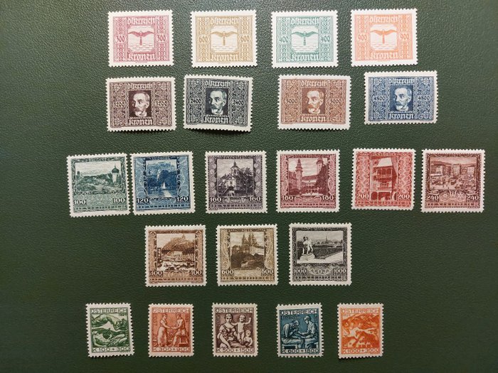 Østrig 1922/1924 - 3 komplette sæt MNH 1922 1923 1924 - Michel  425/432 433/441 442/446