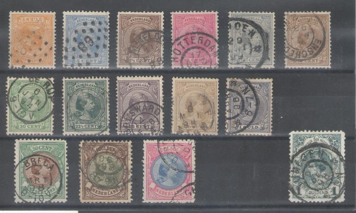 Holland 1891/1898 - Prinsesse Wilhelmina og Kroningsgylden - NVPH 34/44, 45, 46, 47, 49