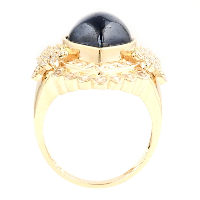 Ring - 14 karat Gulguld -  7.08ct. tw. Safir - Safir