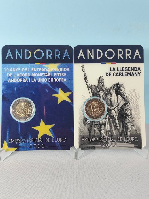 Andorra. 2 Euro 2022 "Carlemany" + "Monetary Agreement" (2 monete)  (Ingen mindstepris)