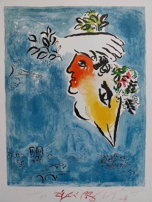 Marc Chagall, (after) - 2 Poster : Le Ciel Bleu Paris 1964 und Les Saltimbanques 1969