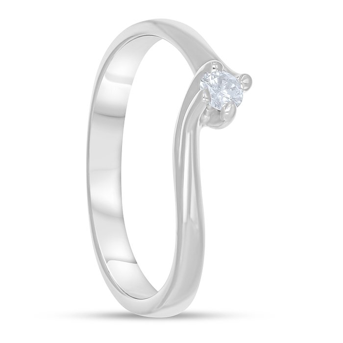 Ring - 18 kraat Hvidguld -  0.09ct. tw. Diamant (Natur)