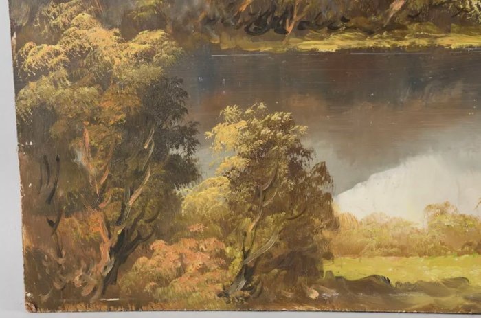 R. Ott (XIX) - Mountain landscape with lake - NO Reserve