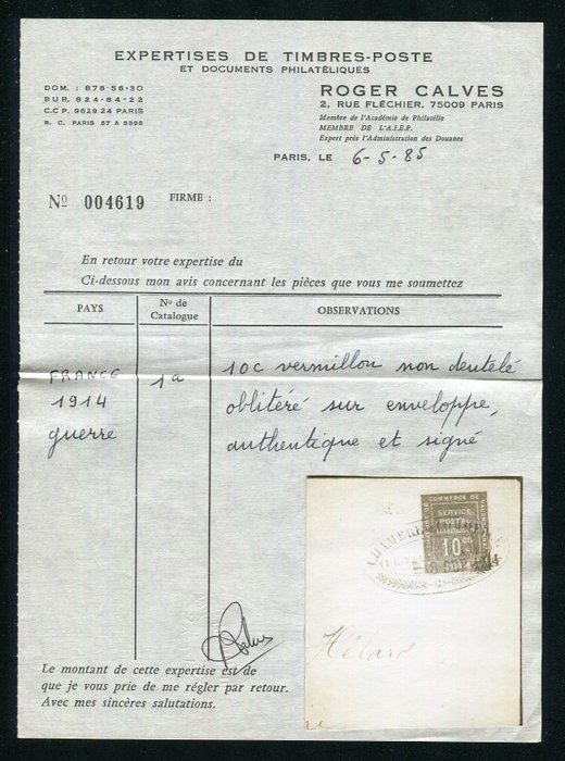 Frankrig 1914 - Sjælden lettre de Valenciennes pour Bruay ( 8 september 1914 ) avec un n° 1a Non dentelé -