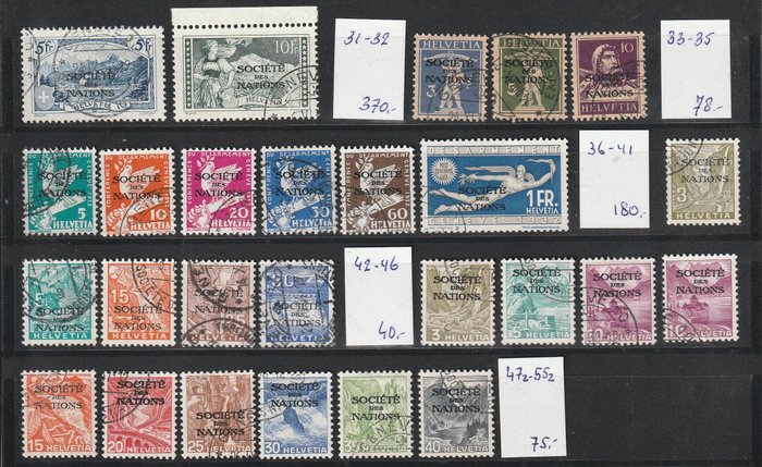 Schweiz 1922/1944 - SDN Komplet samling, inklusive alle høje værdier - SDN 1-90