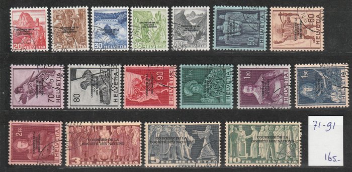 Schweiz 1922/1944 - SDN Komplet samling, inklusive alle høje værdier - SDN 1-90