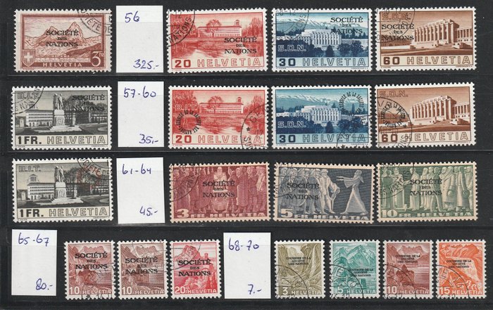 Schweiz 1922/1944 - SDN Komplet samling, inklusive alle høje værdier - SDN 1-90