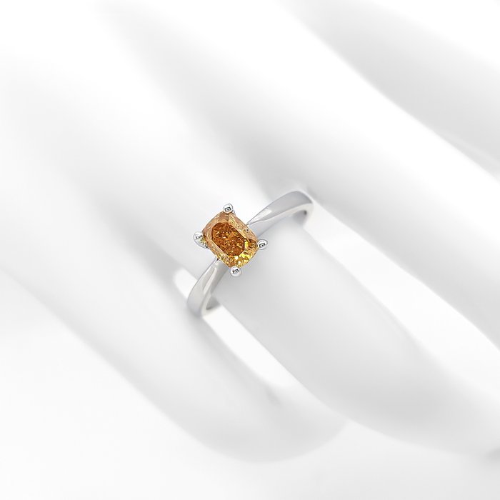 Ingen mindstepris - Ring - 14 karat Hvidguld -  1.00ct. tw. Gul Diamant (Naturfarvet)