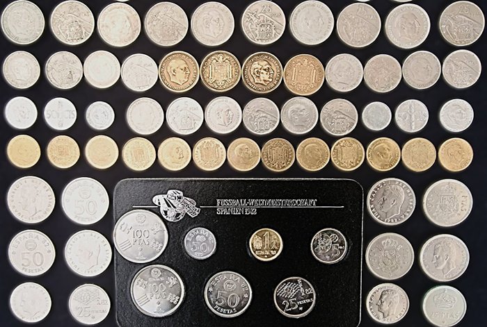 Spanien. Lot of 136 Coins- F. Franco  King Juan Carlos 1937/1997  (Ingen mindstepris)