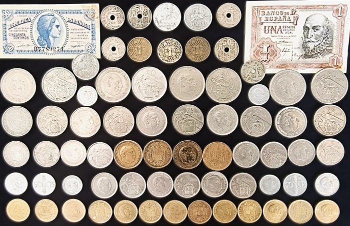 Spanien. Lot of 136 Coins- F. Franco  King Juan Carlos 1937/1997  (Ingen mindstepris)