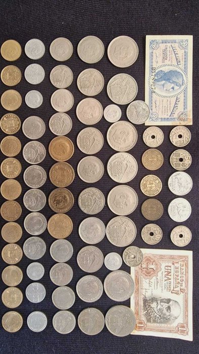 Spanien. Lot of 136 Coins- F. Franco  King Juan Carlos 1937/1997  (Ingen mindstepris)