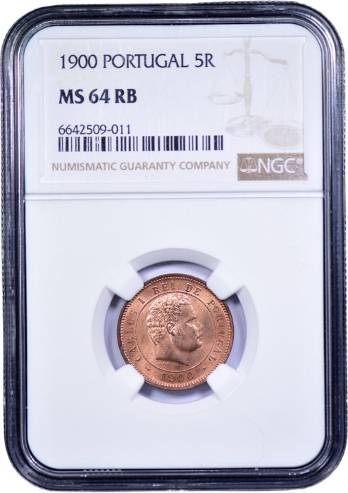 Portugal. D. Carlos I (1889-1908). 5 Reis 1900 - NGC - MS 64 - Escassa