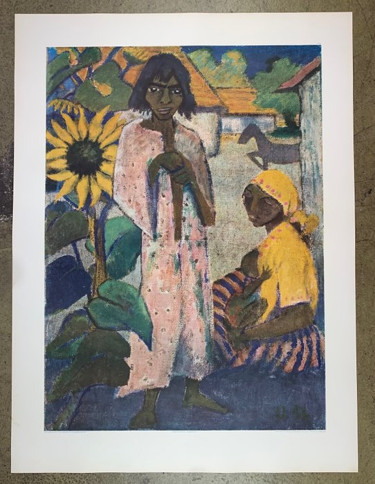 Otto Mueller - Gypsy with sunflower, 1927 - Rare Antiquarian Collotype - Artprint - 90 x 70 cm