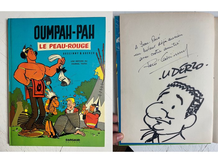 Oumpah-Pah + dédicace manuscrite + portrait de Goscinny par Uderzo - C - 1 Album - Genoptryk - 1973