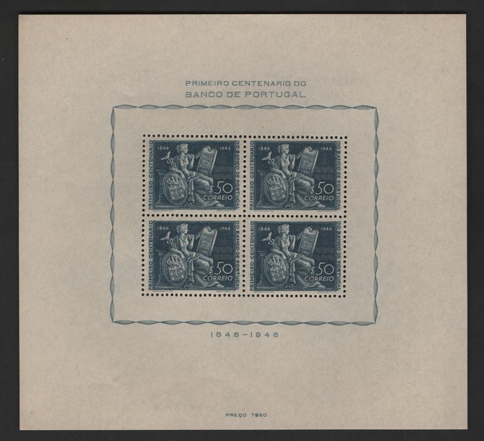 Portugal 1946 - 1st Centenary Block af Bank of Portugal - Bl-11