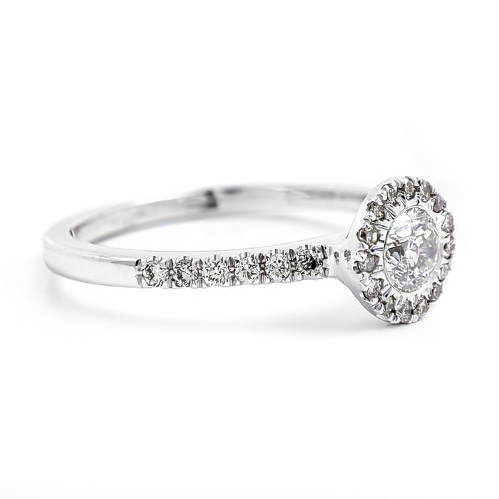 Ring - 14 karat Hvidguld -  042ct tw Diamant (Natur)  - Diamant