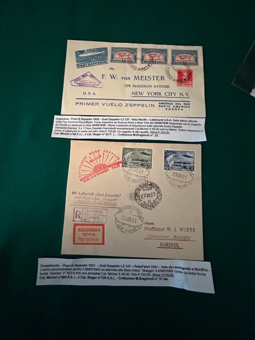 Argentina 1930/1931 - og Rusland to LZ 127 Zeppelin-flyvninger Recife-Lakehurst og PolarFahrt-flyvning fra Leningrad til