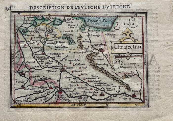 Holland - Utrecht, provinsen, stift; Jodocus Hondius, naar Petrus Bertius - Ultrajectum. Description de l'Evesche d'Utrecht - 1601-1620