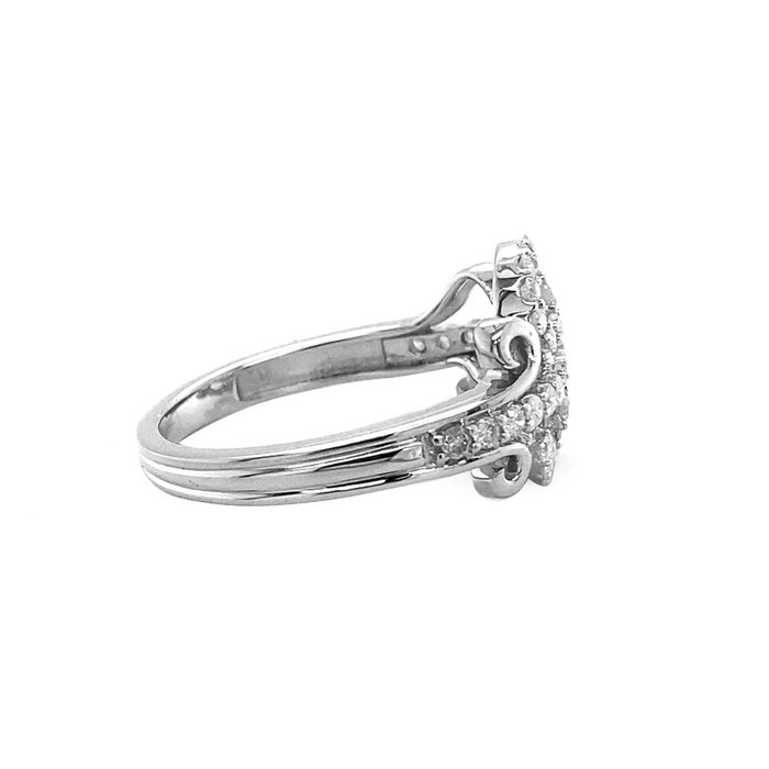 Ring - 14 karat Hvidguld -  049ct tw Diamant (Natur)