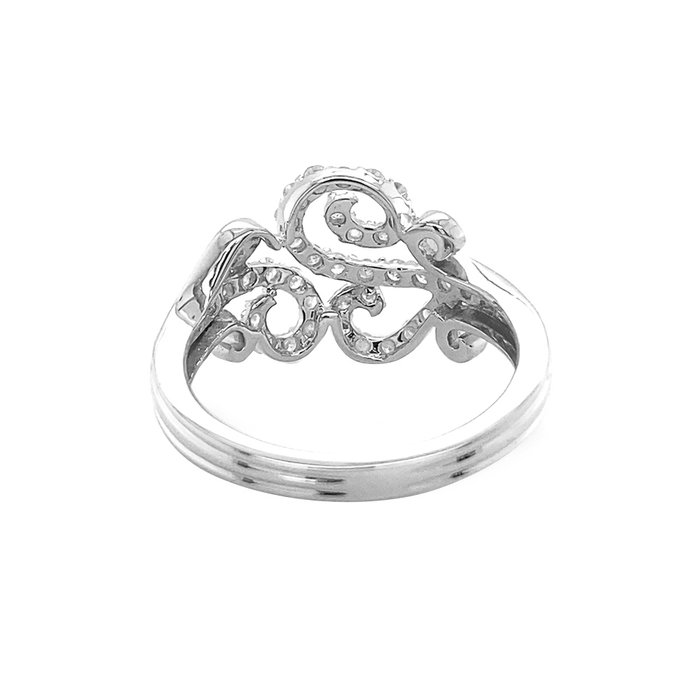 Ring - 14 karat Hvidguld -  049ct tw Diamant (Natur)