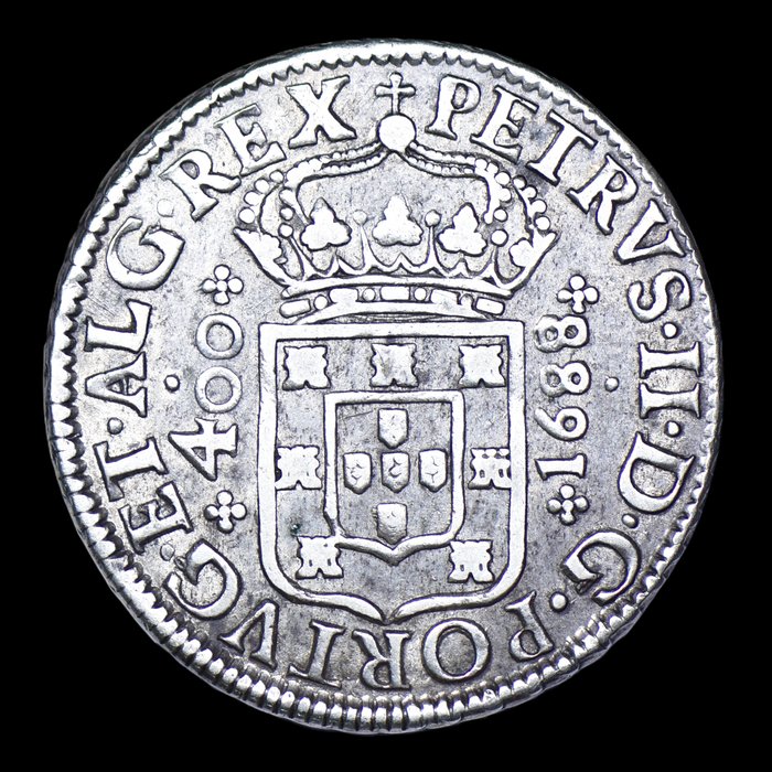 Portugal. D. Pedro II (1683-1706). Cruzado (400 Reis) 1688 - Data Emendada (88 sobre 87) - Lisboa