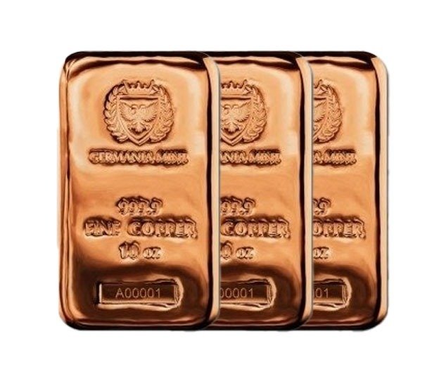 Polen. 3 x 10 oz 999.9 Fine Copper Germania Mint Cast Bar  (Ingen mindstepris)