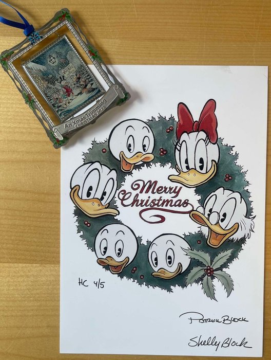 Limited-edition Disney ornament and print - 2 En julebeskæring i sølv + signeret juleprint - Gallery Disneyana+ - 2023