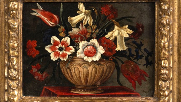 Nicolas Baudesson (1611-1680), Circle of - Stillleben - Blumenstrauß in einer Vase, auf einem Gesims