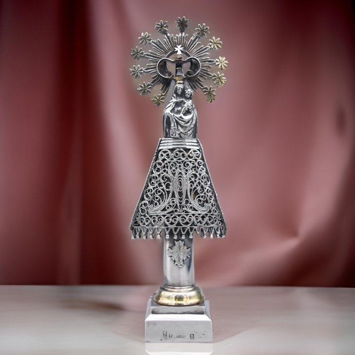 Pascual - Skulptur, Virgen del Pilar - 20.5 cm - .925 sølv - 1861