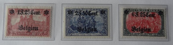 Belgien 1914/1921 - komplet samling af Belgiens besættelse MH*-frimærker på Davo-sider - OBP / COB  OC 1 - 105