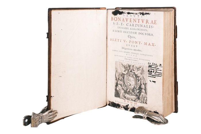 Saint Bonaventura / Sancti Bonaventurae - Opera, Sixti V. Pont. Max. [ First volume of the collected works of Saint Bonaventura, with portrait - 1588-1596