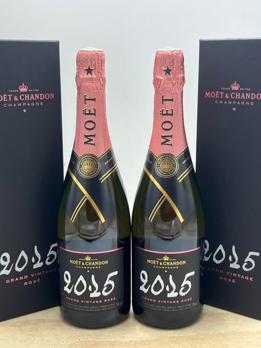 2015 Moët  Chandon Grand Vintage - Champagne Extra Brut Rosé - 2 Flasker (075 L)