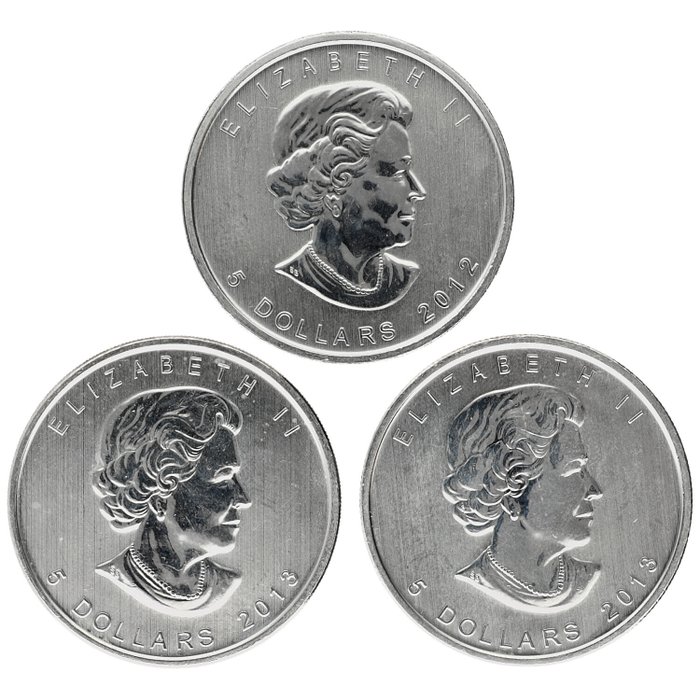 Canada 5 Dollars 2012/2013 3x1 Oz (999)  (Ingen mindstepris)