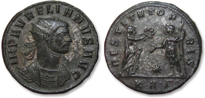 Romarriket Aurelian (AD 270-275) Antoninianus Serdica 274-275 AD - RESTITVT ORBIS mintmark KA·Γ· - sharply struck