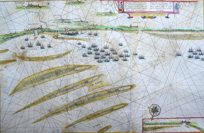 Frankrig - Dunkerque, Calais, Grevelinge; W. Blaeu - Afbeeldinge vande vermaerde seehaven ende stadt van Duynkercken met der omliggende plaetsen sanden - 1621-1650