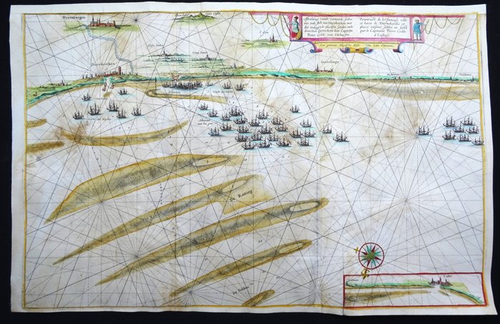 Frankrig - Dunkerque, Calais, Grevelinge; W. Blaeu - Afbeeldinge vande vermaerde seehaven ende stadt van Duynkercken met der omliggende plaetsen sanden - 1621-1650