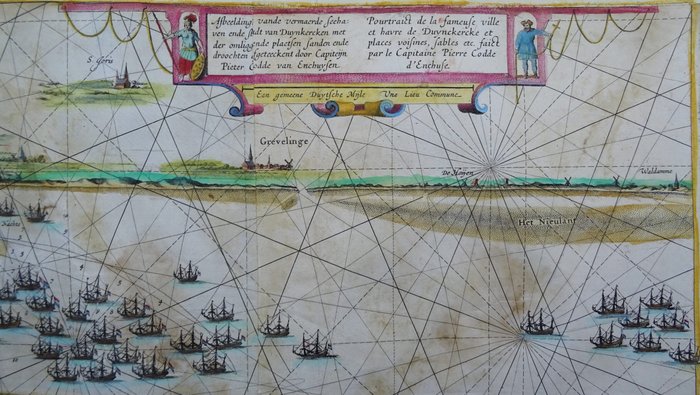 Frankrig - Dunkerque, Calais, Grevelinge; W. Blaeu - Afbeeldinge vande vermaerde seehaven ende stadt van Duynkercken met der omliggende plaetsen sanden - 1621-1650