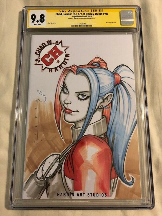 Hardin, Chad - Colour pencil drawing - Harley Quinn - blank cover with original drawing - CGC 9.8