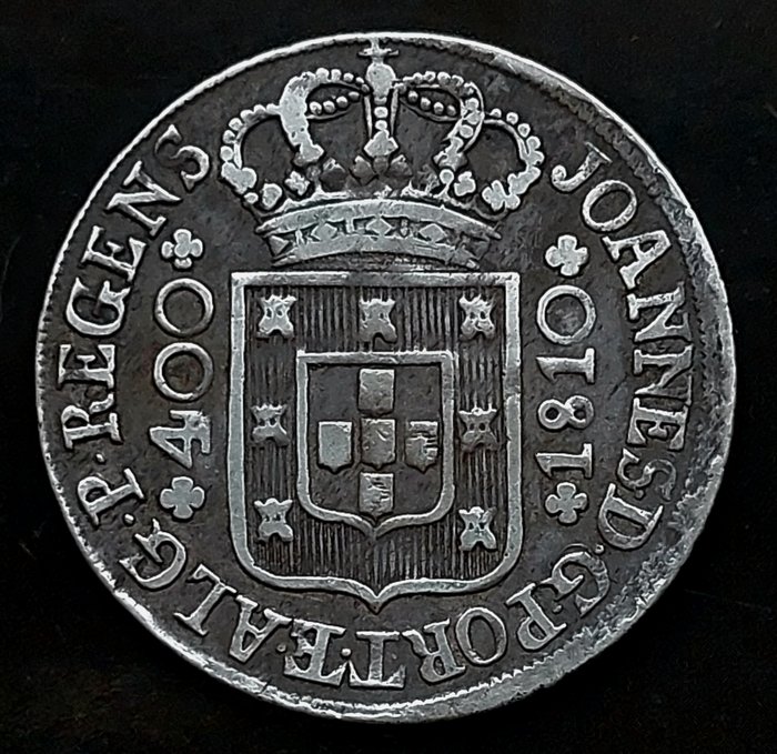 Portugal. D. João Príncipe Regente (1799-1816). Cruzado Novo (480 Reis) 2nd Type 1810 - (en) Gomes # JR 26.13 (Diadem with diamond and 2  (Ingen mindstepris)