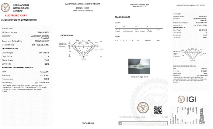 Ingen mindstepris - Ring - 18 kraat Hvidguld -  2.58ct. tw. Diamant (Laboratoriedyrket) - Runde F-VVS2