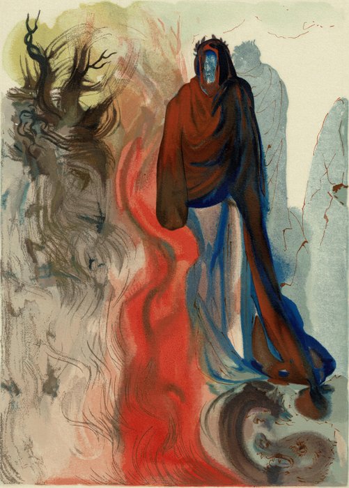 Salvador Dali (1904-1989) - Divina comedia de Dante - LA CASCATA DEL FLEGETONTE - Infierno Canto XVI