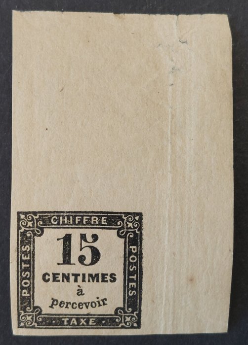 Frankrig 1859 - Skat firkantet stempel 15 c sort med bladhjørne SUPER - Yvert Taxe 3