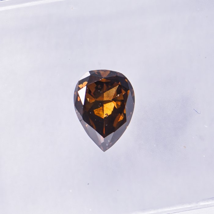 Ingen mindstepris - 1 pcs Diamant  (Naturfarvet)  - 0.43 ct - Pære - Fancy deep Grønlig, Gul Brun - SI1 - International Gemological Institute (IGI)